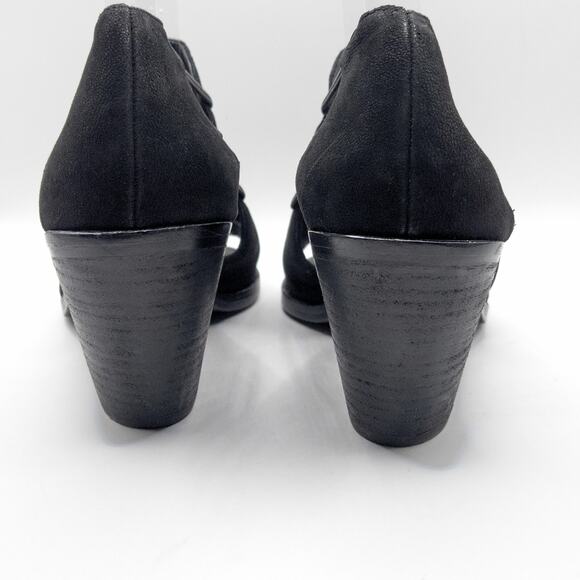 Eileen Fisher Black Suede Block Heel Sandals Size 7 Minimalist Quiet Luxury - Picture 4 of 6